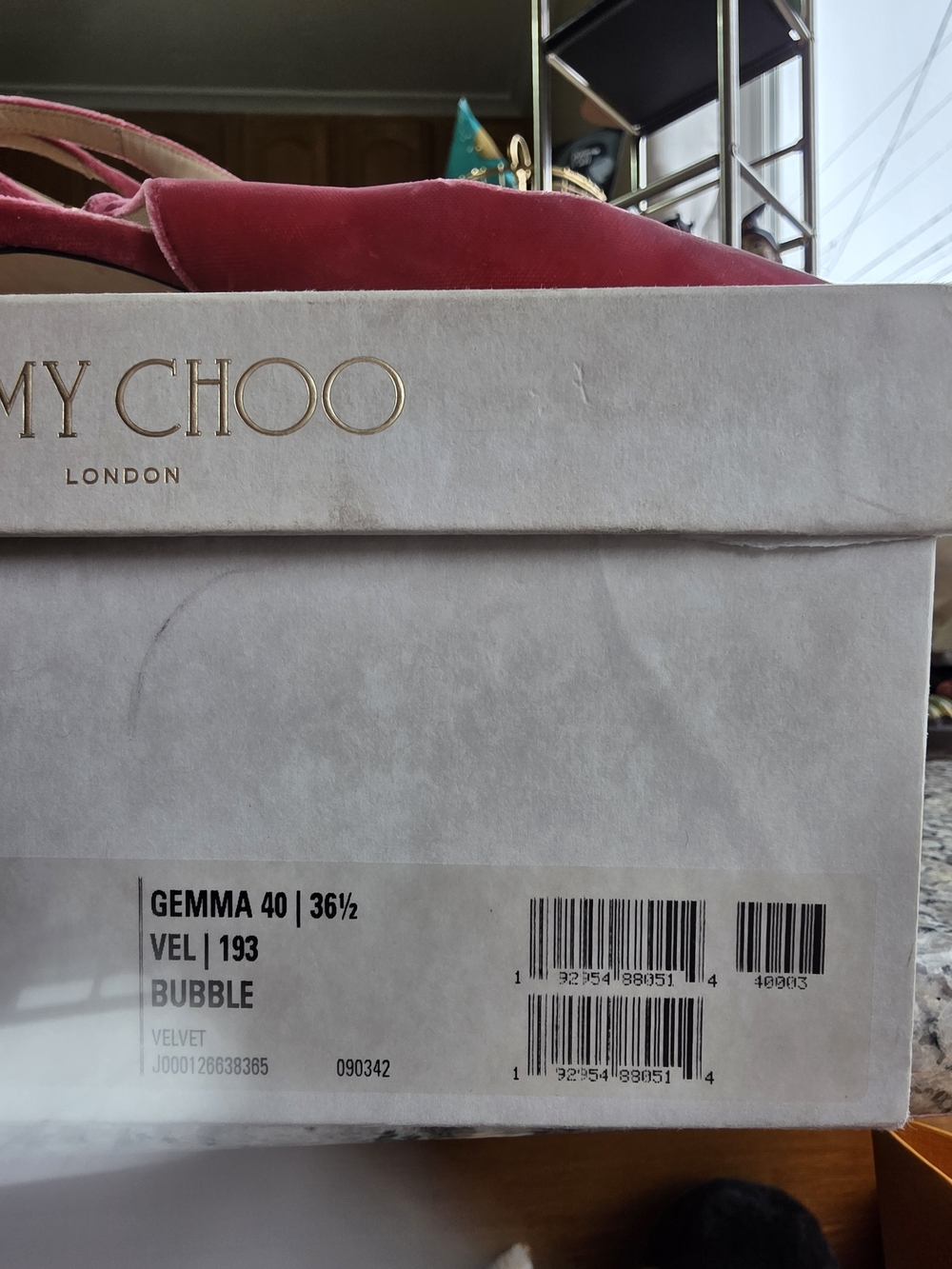 Jimmy Choo Raspberry Velvet Slingback Mules - Picture 11 of 11